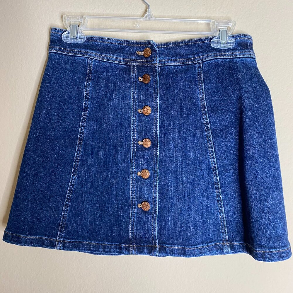 madewell blue jean a-line skirt